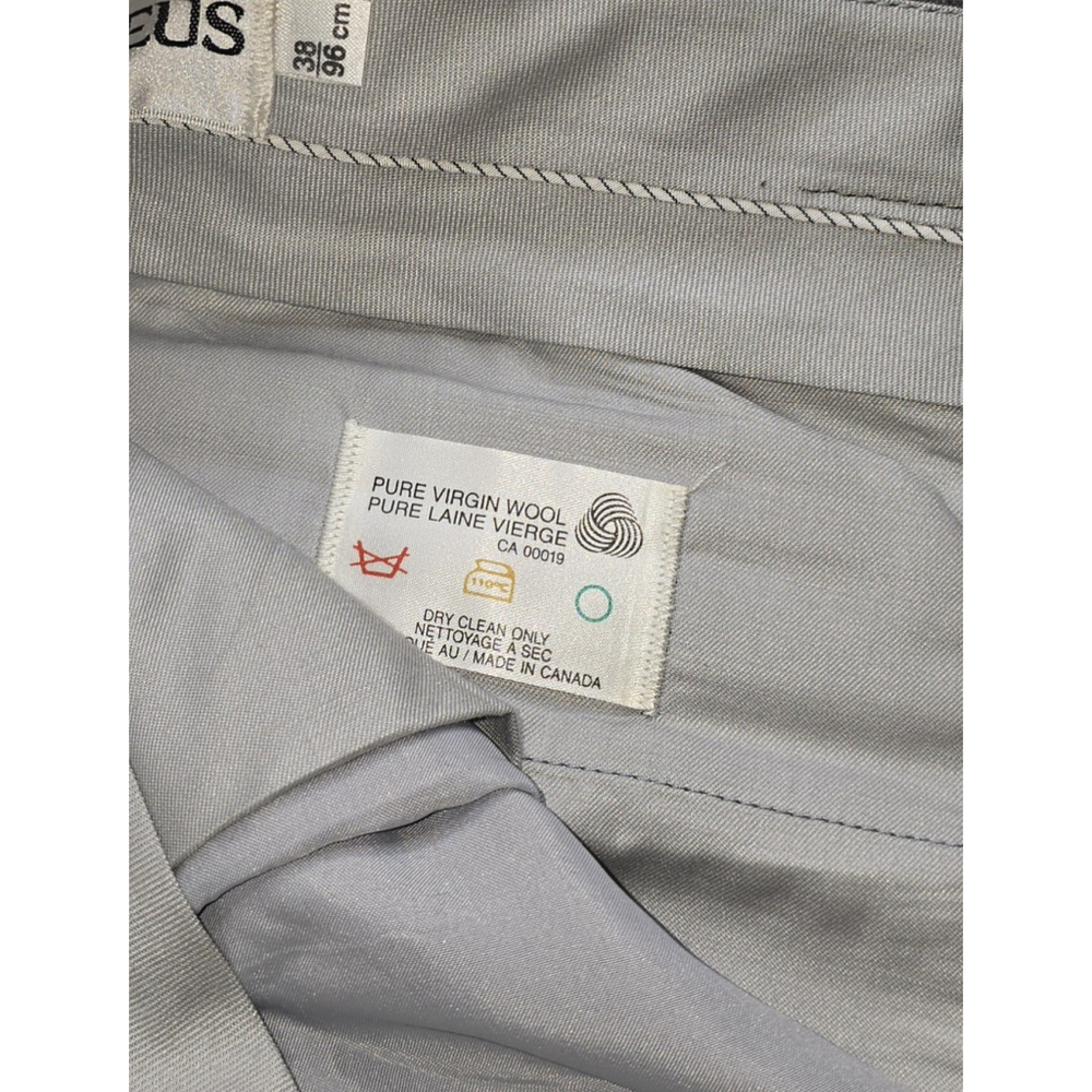 Mens Pure Virgin Wool Dress Pants Gray Pleated Cuffed Slacks 38 Made Canada - Picture 4 of 9